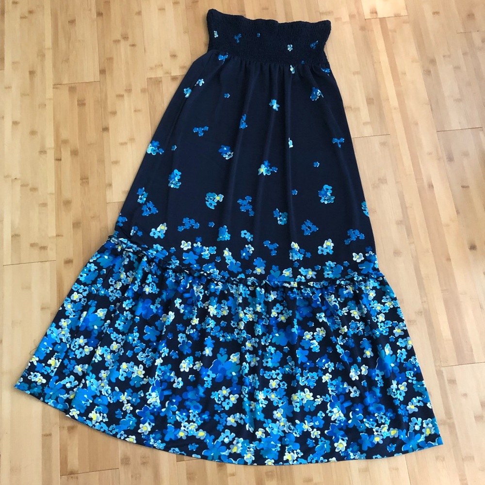 I.N.C. Strapless blue floral maxi summer dress